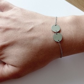 Dámsky oceľový náramok na gravírovanie 2x Disk