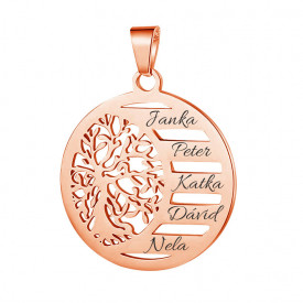 Oceľový prívesok na gravírovanie Strom života ROSE GOLD
