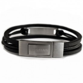 Pánsky kožený náramok čierny 19cm/20cm/21cm/23