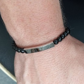 Pánsky náramok s ID platničkou a achátom