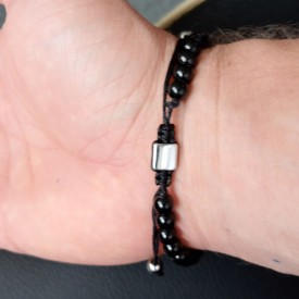 Pánsky náramok s ID platničkou a achátom