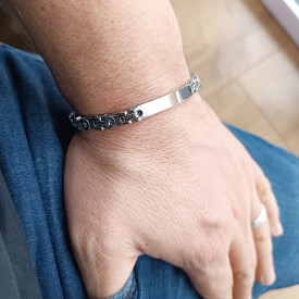 Pánsky oceľový ID náramok na gravírovanie SILVER