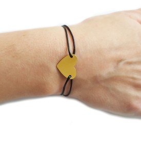 Šnúrkový náramok na gravírovanie - srdce GOLD