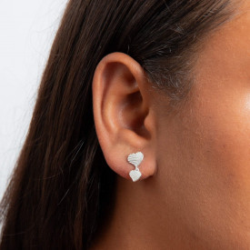 Strieborné náušnice Diamond Cut Double Heart