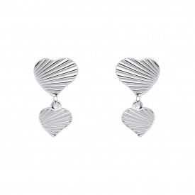 Strieborné náušnice Diamond Cut Double Heart