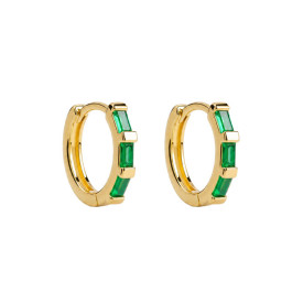 Strieborné náušnice kruhy gold plated Emerald