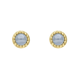 Strieborné náušnice Marec - Blue Milky Aquamarine