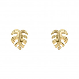 Strieborné náušnice Monstera Leaf  Gold