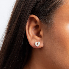 Strieborné náušnice Ridged Heart