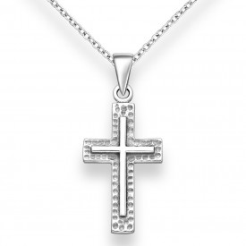 Strieborný prívesok Oxidized Hammered Cross