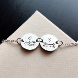 Dámsky oceľový náramok na gravírovanie 2x Disk