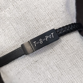 Pánsky kožený ID náramok BLACK